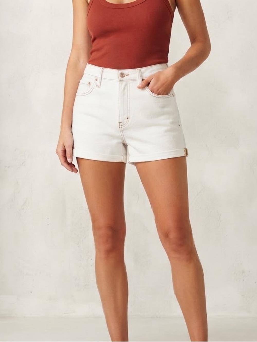 Wild Fable High-Rise Rolled Cuff Jean White Short